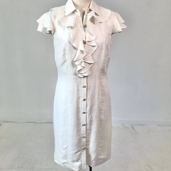 Antonio Melani 6 Metallic Button Down Dress White - Picture 3 of 15